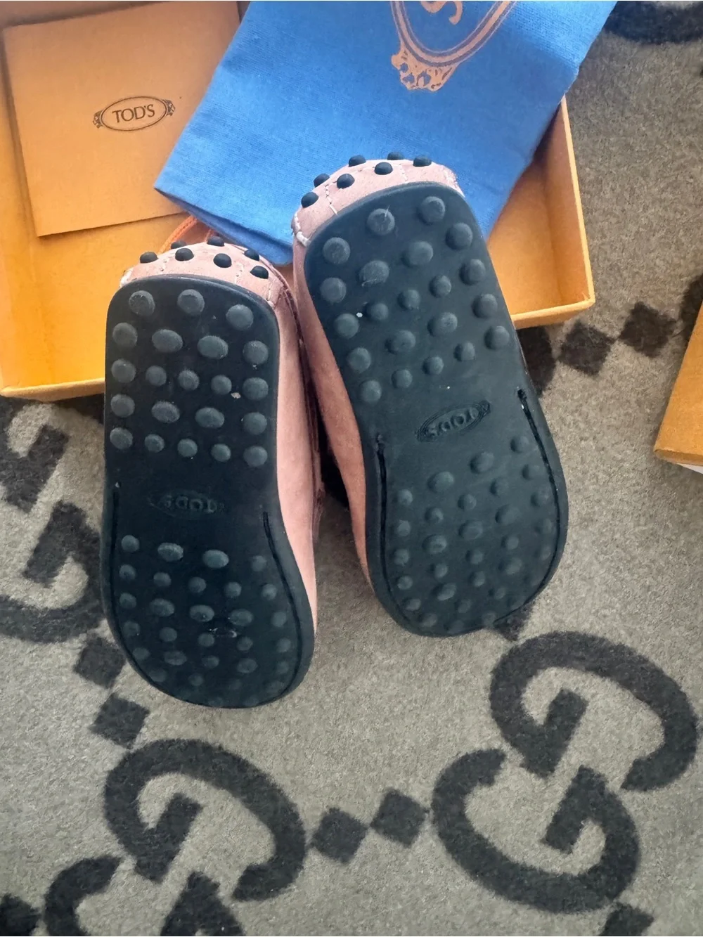 Tod's Kids Suede Moccasins in Dusty Rose
